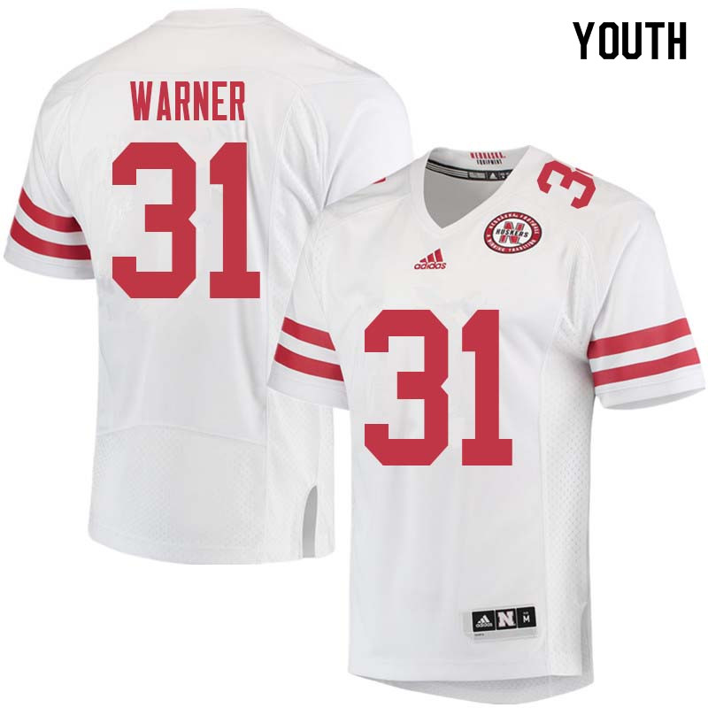 Youth #31 Kade Warner Nebraska Cornhuskers College Football Jerseys Sale-White - Click Image to Close